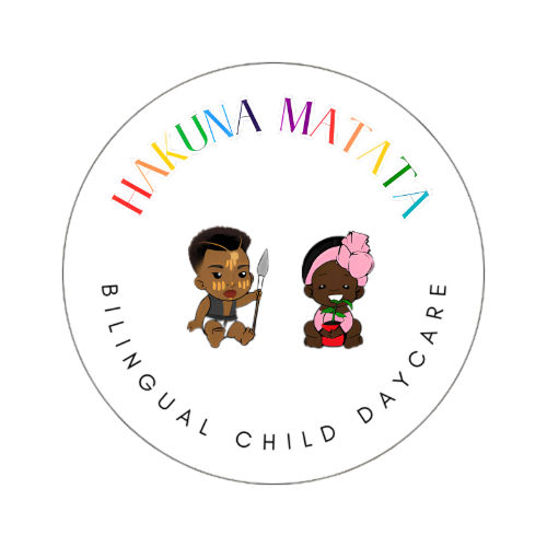 Bilingual Daycare Logo Hakuna Matata bilingual daycare logo with children characters